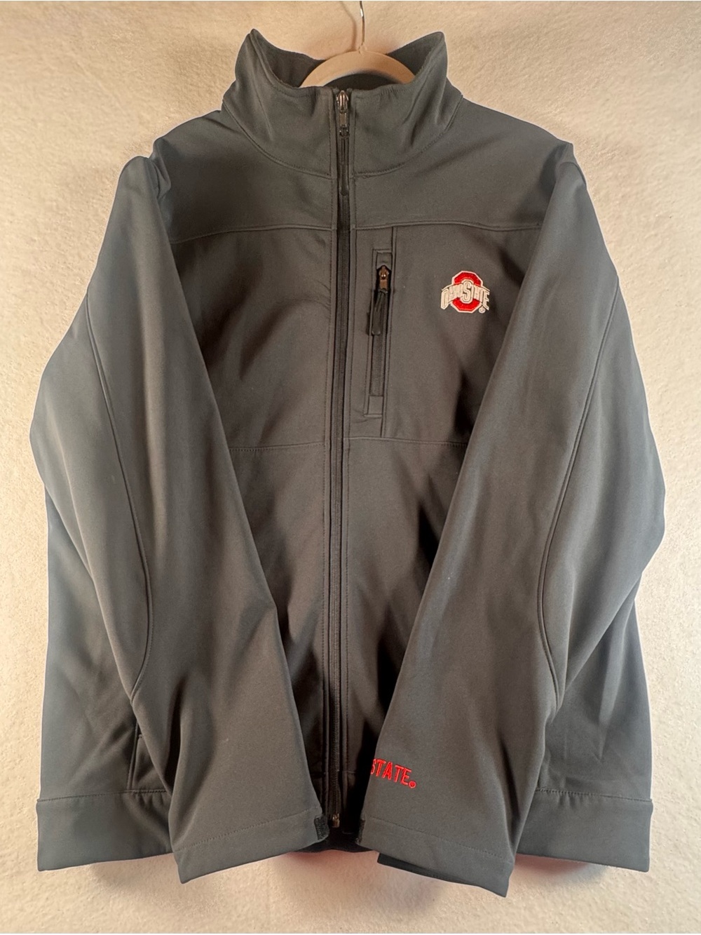 Ohio State Buckeyes Men’s XL Gray Softshell Full-Zip Jacket